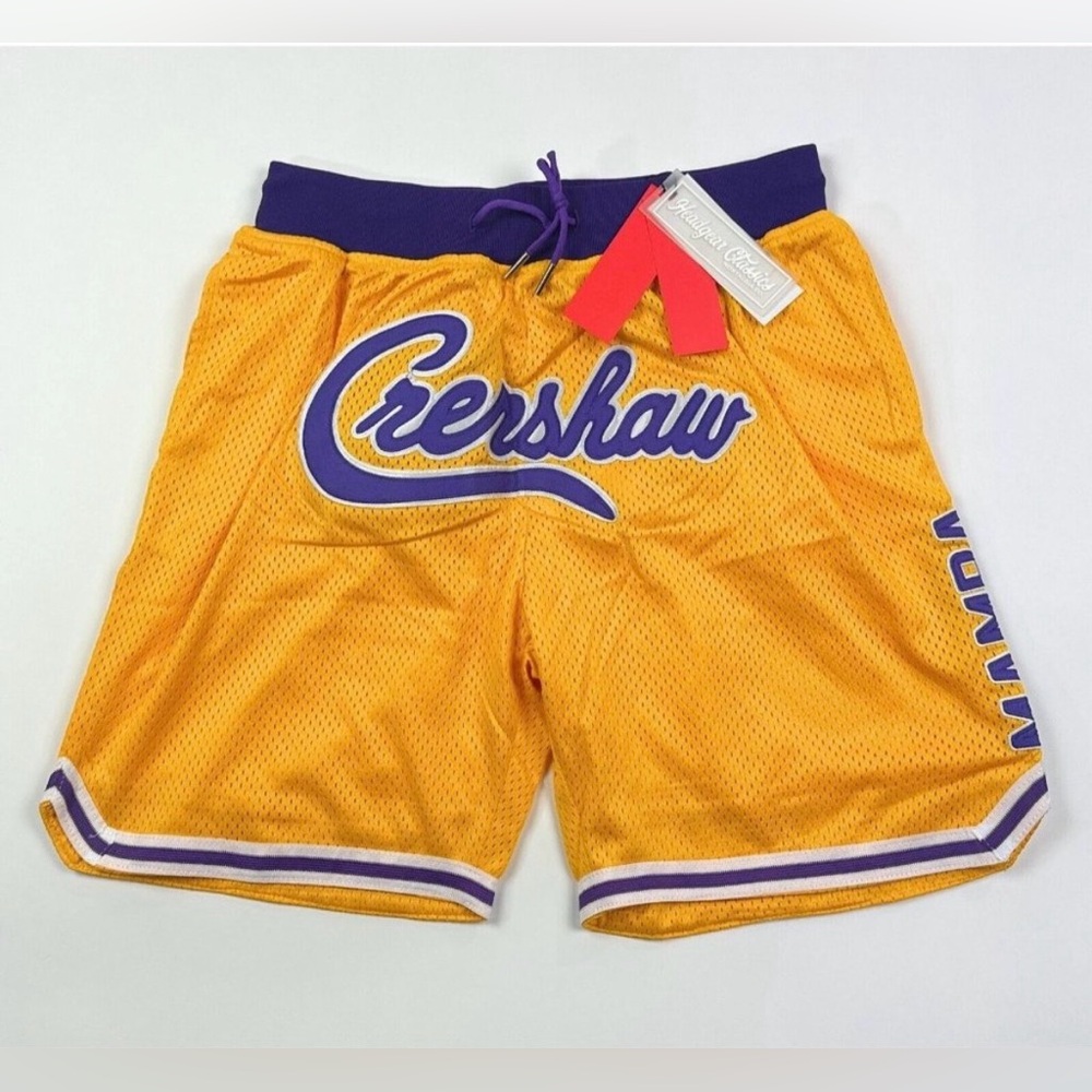Nipsey Hussle Kobe Bryant Mamba Headgear Mens Large Yellow Shorts Gym Crenshaw